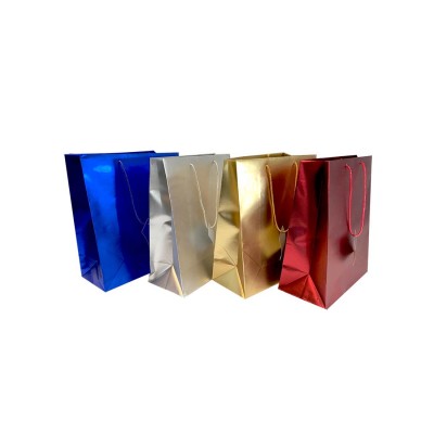 PARTY SOLUTIONS GIFT BAG 7x4x9 INCH HOLOGRAPHIC MEDIUM SIZE ASST. COLORS 12CT/PACK